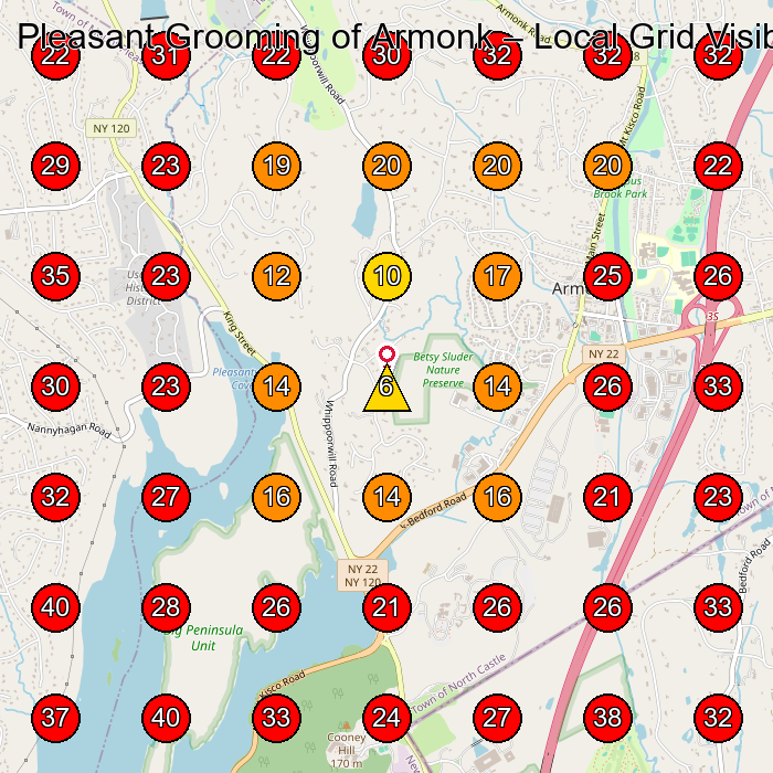 Pleasant Grooming of Armonk GeoGrid visibility map for Pet Groomer in Mt Kisco